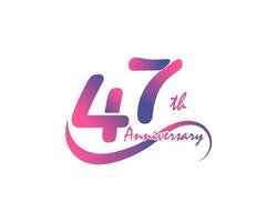 47 jaren verjaardag logo. 47e verjaardag sjabloon ontwerp voor creatief poster, folder, brochure, uitnodiging kaart vector