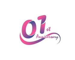 1 jaren verjaardag logo. 1e verjaardag sjabloon ontwerp voor creatief poster, folder, brochure, uitnodiging kaart vector