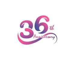 36 jaren verjaardag logo. 36e verjaardag sjabloon ontwerp voor creatief poster, folder, brochure, uitnodiging kaart vector