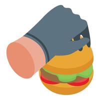 hamburger Koken icoon, isometrische stijl vector