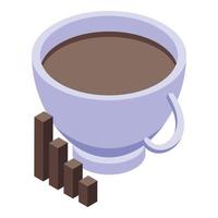 cafeïnevrij koffie ochtend- kop icoon, isometrische stijl vector