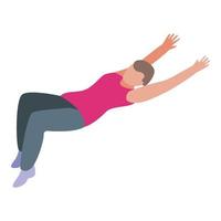 pilates terug oefening icoon, isometrische stijl vector