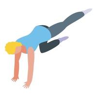 pilates Duwen omhoog oefening icoon, isometrische stijl vector