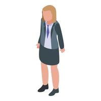 zomer meisje school- uniform icoon, isometrische stijl vector