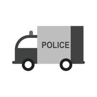 Politie busje vlak grijswaarden icoon vector