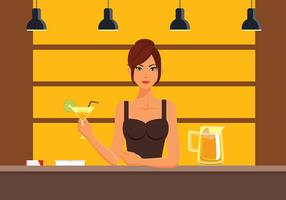 Vrouw Mocktail Bar Gratis Vector