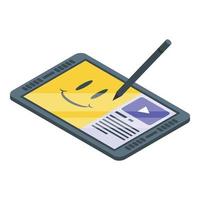 online opleiding tablet icoon, isometrische stijl vector