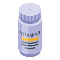 gezond levensstijl vitamine fles icoon, isometrische stijl vector