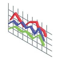 verslag doen van kleurrijk diagram icoon, isometrische stijl vector