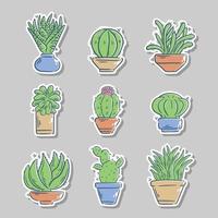 cactus logboek sticker reeks vector