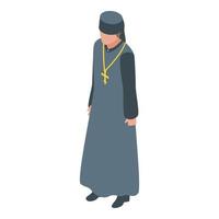 Christendom priester icoon, isometrische stijl vector