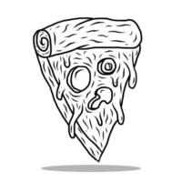 pizza zwart en wit grafisch vector t-shirt illustratie