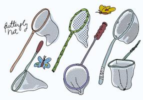 Butterfly Net Collection Hand Getekende Vector Illustratie