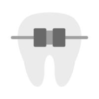 tand met een beugel vlak grijswaarden icoon vector