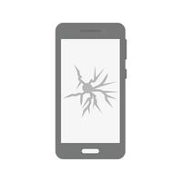 gebroken cel telefoon vlak grijswaarden icoon vector