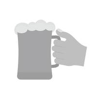 Holding bier glas vlak grijswaarden icoon vector