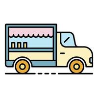 voedsel vrachtauto icoon kleur schets vector