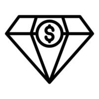 diamant geld makelaar icoon, schets stijl vector