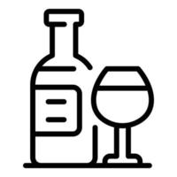 een fles van wijn met een glas icoon, schets stijl vector