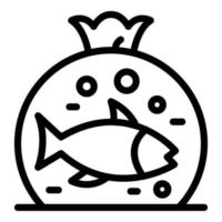 aquarium vis in pakket icoon, schets stijl vector