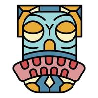 tribal gezicht icoon kleur schets vector