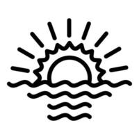 strand zonsopkomst icoon, schets stijl vector