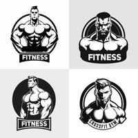 Sportschool geschiktheid club logo ontwerp, bodybuilder, vector illustratie