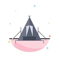 tent camping kamp camping buitenshuis vlak kleur icoon vector