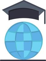 wereldbol internet online diploma uitreiking vlak kleur icoon vector icoon banier sjabloon