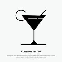 cocktail sap citroen solide zwart glyph icoon vector