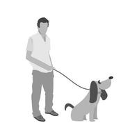 wandelen hond vlak grijswaarden icoon vector