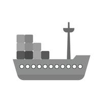 lading schip vlak grijswaarden icoon vector