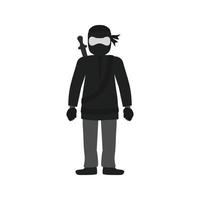 Ninja krijger vlak grijswaarden icoon vector