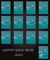 nieuw jaar bureau kalender 2023 sjabloon 12 maanden inbegrepen, gelukkig nieuw jaar 2023 bureau kalender, vector