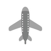 vliegend vliegtuig vlak grijswaarden icoon vector