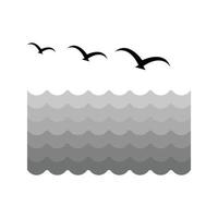 water en vogelstand vlak grijswaarden icoon vector