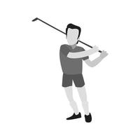 golf speler vlak grijswaarden icoon vector