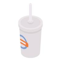 Frisdrank plastic glas icoon, isometrische stijl vector