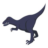 zwart dinosaurus icoon, isometrische stijl vector