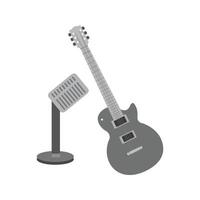 gitaar en mic vlak grijswaarden icoon vector