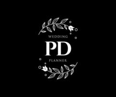 pd initialen brief bruiloft monogram logos verzameling, hand- getrokken modern minimalistisch en bloemen Sjablonen voor uitnodiging kaarten, opslaan de datum, elegant identiteit voor restaurant, boetiek, cafe in vector