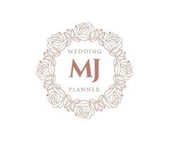 mj initialen brief bruiloft monogram logos verzameling, hand- getrokken modern minimalistisch en bloemen Sjablonen voor uitnodiging kaarten, opslaan de datum, elegant identiteit voor restaurant, boetiek, cafe in vector