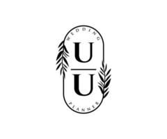 uu initialen brief bruiloft monogram logos verzameling, hand- getrokken modern minimalistisch en bloemen Sjablonen voor uitnodiging kaarten, opslaan de datum, elegant identiteit voor restaurant, boetiek, cafe in vector