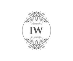 iw initialen brief bruiloft monogram logos verzameling, hand- getrokken modern minimalistisch en bloemen Sjablonen voor uitnodiging kaarten, opslaan de datum, elegant identiteit voor restaurant, boetiek, cafe in vector