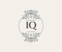 iq initialen brief bruiloft monogram logos verzameling, hand- getrokken modern minimalistisch en bloemen Sjablonen voor uitnodiging kaarten, opslaan de datum, elegant identiteit voor restaurant, boetiek, cafe in vector