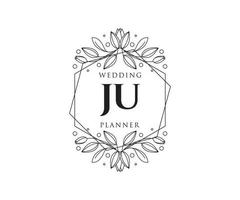 ju initialen brief bruiloft monogram logos verzameling, hand- getrokken modern minimalistisch en bloemen Sjablonen voor uitnodiging kaarten, opslaan de datum, elegant identiteit voor restaurant, boetiek, cafe in vector