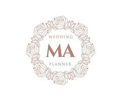 ma initialen brief bruiloft monogram logos verzameling, hand- getrokken modern minimalistisch en bloemen Sjablonen voor uitnodiging kaarten, opslaan de datum, elegant identiteit voor restaurant, boetiek, cafe in vector