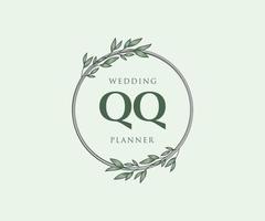 qq initialen brief bruiloft monogram logos verzameling, hand- getrokken modern minimalistisch en bloemen Sjablonen voor uitnodiging kaarten, opslaan de datum, elegant identiteit voor restaurant, boetiek, cafe in vector