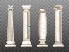 barok pijlers, Romeins Renaissance gebarsten kolommen vector