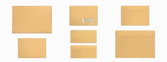 kraft enveloppen blanco bruin covers sjabloon reeks vector